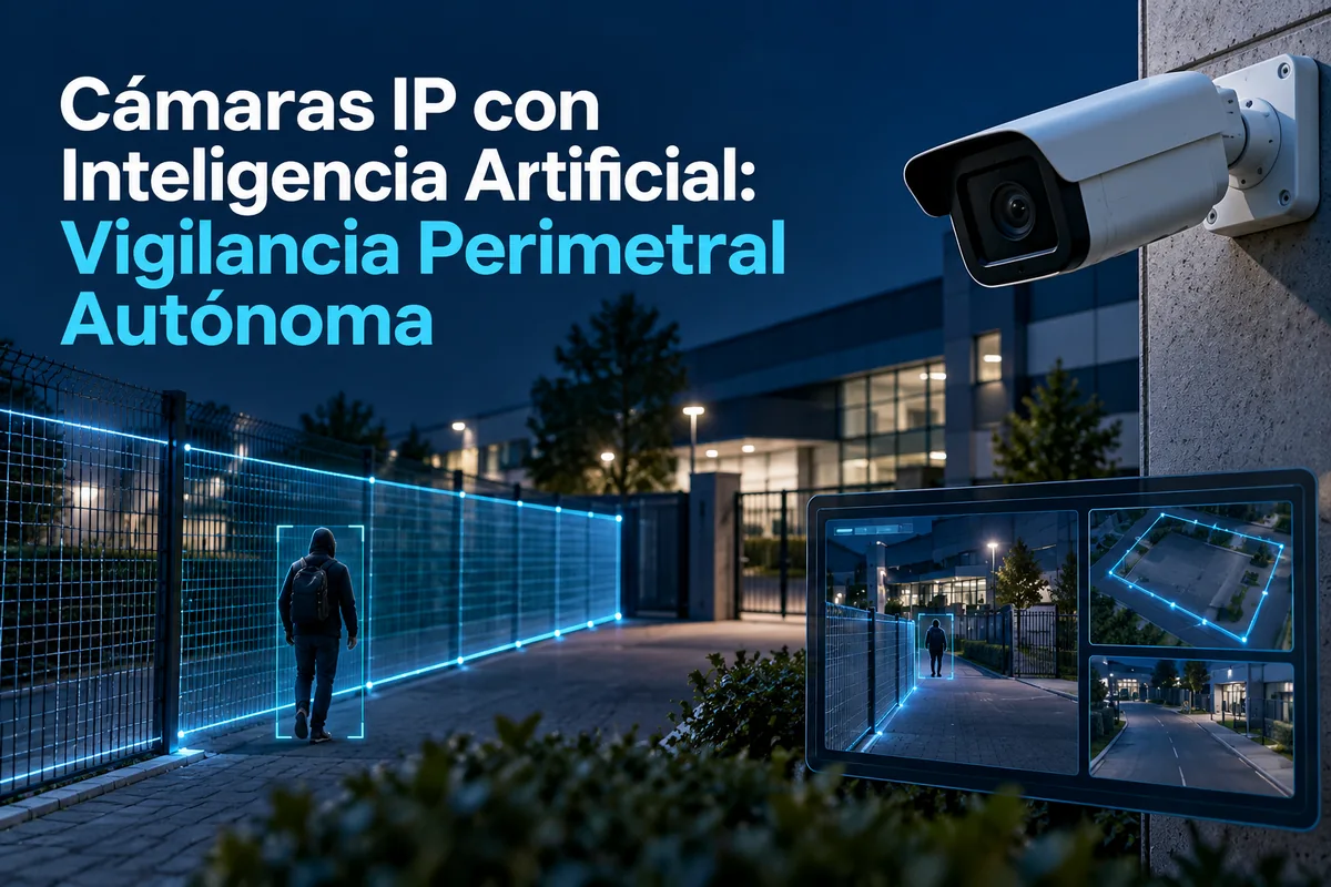 Portada ilustrada sobre cámaras IP con inteligencia artificial.