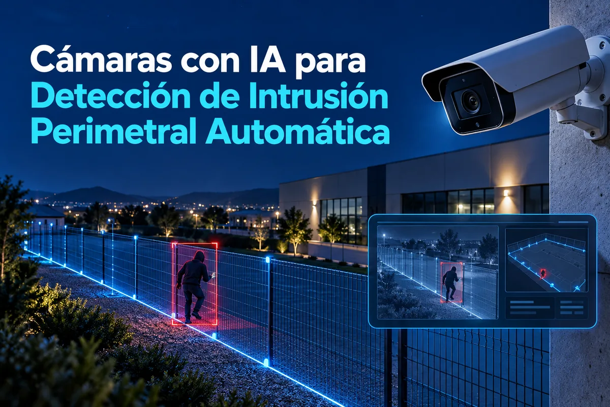 Portada ilustrada sobre detección de intrusión perimetral automática.