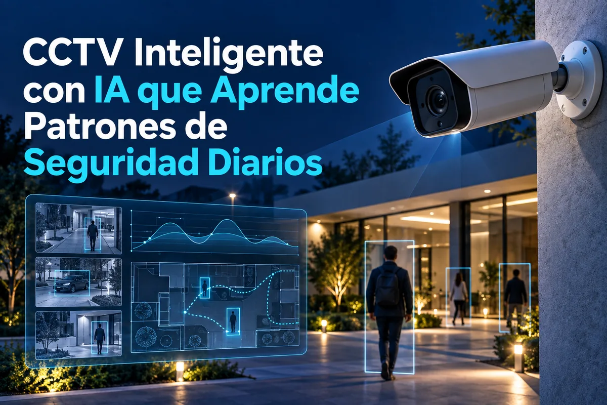 Portada ilustrada sobre CCTV con IA que aprende patrones.