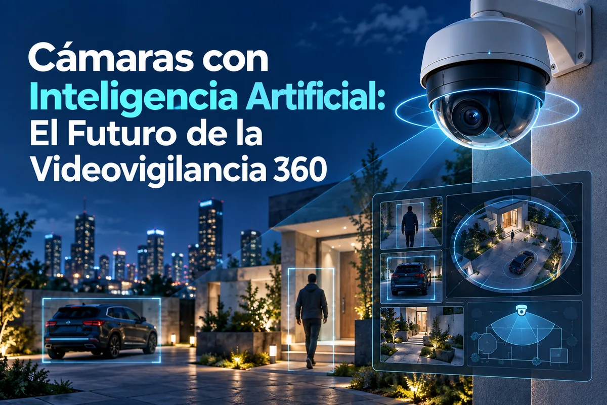 Portada ilustrada sobre videovigilancia 360 con IA.