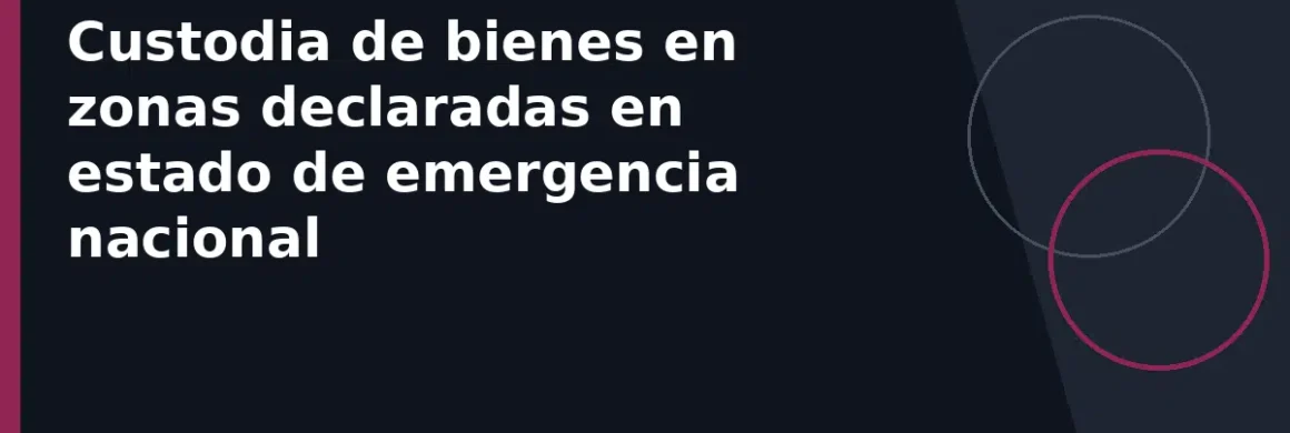Custodia de bienes en zonas declaradas en estado de emergencia nacional