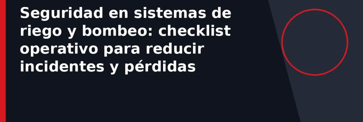Seguridad en sistemas de riego y bombeo: checklist operativo para reducir incidentes y pérdidas